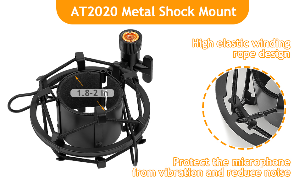 Підставка для мікрофона AT2020 з поп-фільтром та вітрозахистом для Audio Technica AT2020V AT2020USB+ AT2035 ATR2500X (Металева підставка для мікрофона AT2020)
