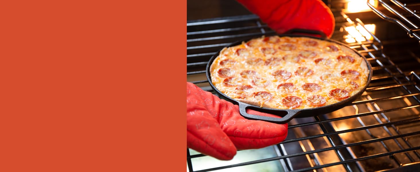 Chef Pomodoro Cast Iron Grill Pan – Cast Iron Grill Pan for Stove, Grill, Oven & Campfire – Cast Iron Pan - Pizza Pan Baking Sheet Round - Grill Plate Gas Grill - Cast Iron Pan for Gas Grill (30 cm)