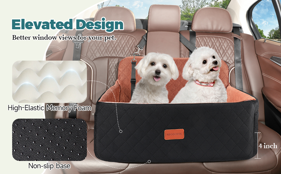 Автокрісло для собак середніх та великих порід, підйомник для собак, автоліжко для собак на заднє сидіння з 2 страхувальними ременями, чорно-коричневе