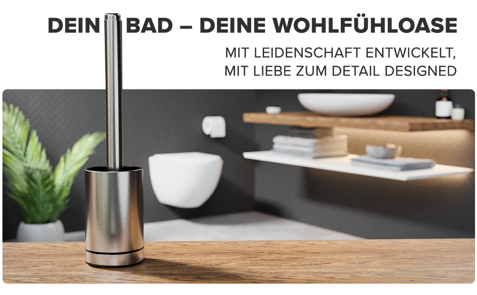 Набір для чищення унітазу Arosund Silber: щітка з силікону, вентиляція, сталь, з дозатором мийного засобу, знімний піддон, для дому