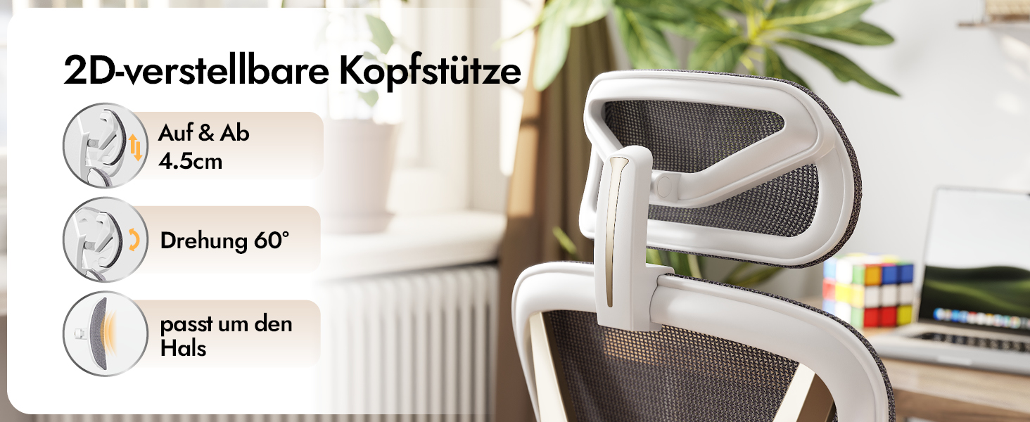 Ергономічне офісне крісло HOLLUDLE з 3D поперековою підтримкою та регульованими підлокітниками, V-подібна спинка, золото