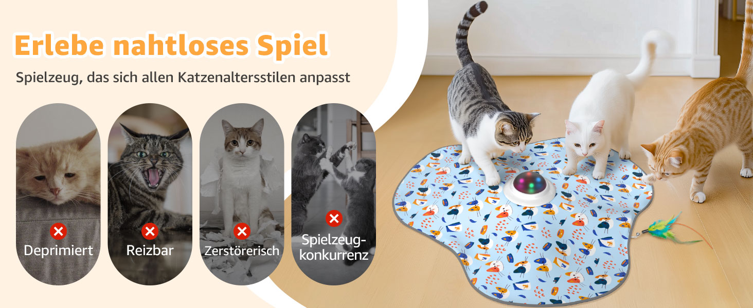 Interactive Cat Toy: 2-in-1 Hide-and-Seek Feathers Electric Cat Toy with Gong - Rechargeable Intelligence Toy for Active House Cats, Suitable for Cats of All Ages