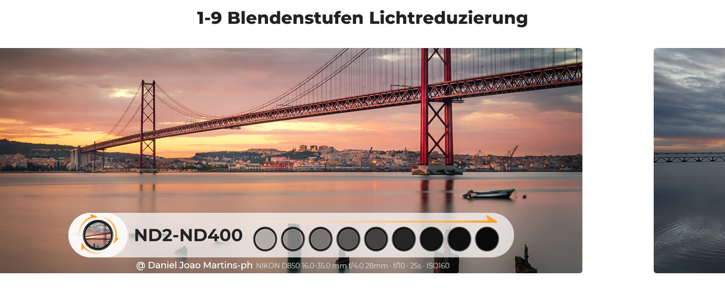 Фільтр ND Variabler K&F Concept Nano-Klear (40.5mm) ND2-ND400, 1-9 ступенів, з 3 серветками для чищення
