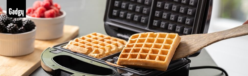 Електричний вафельниця Gadgy для 2 вафель, 1200 Вт, швидкий нагрів, рівномірне пропікання, компактний дизайн, білий колір