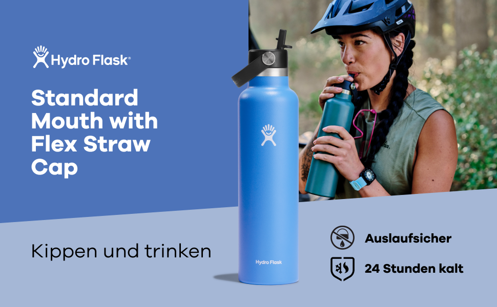 Термобутилка HYDRO FLASK 621 мл з трубочкою, вакуумна нержавіюча пляшка для води, з герметичною кришкою, для гарячого та холодного, колір Mesa