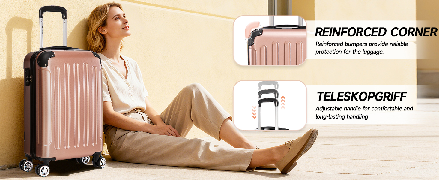 Набір валіз Boleedy 3шт (55/66/76 см), Trolley, жорсткий корпус, 360° обертання, тихі колеса, телескопічна ручка, темно-зелений