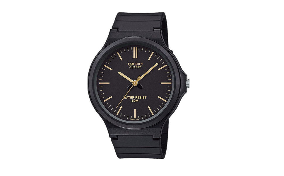 Годинник Casio Collection на зап'ястя, кварцовий, унісекс, з ремінком з Харчу, чорний/золотий