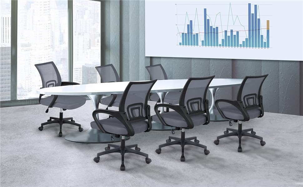 Офісний крісло Yaheetech ергономічне з сітчастою спинкою та підлокітниками, поворотне, для начальника, з регулюванням висоти, до 136 кг, темно-сірий