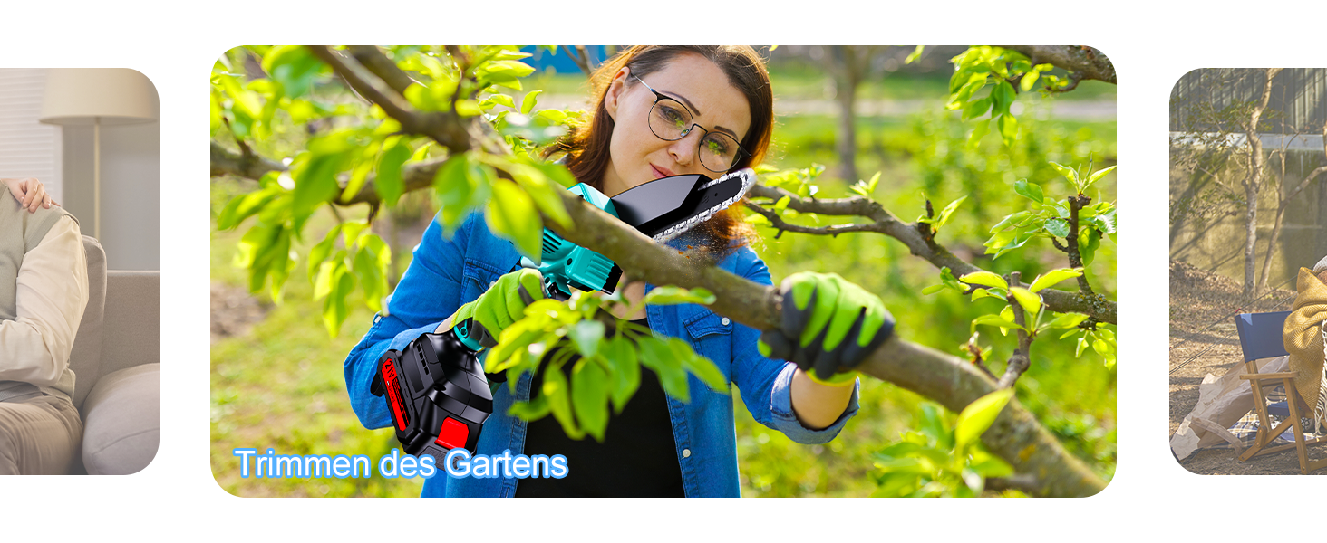 Акумуляторна міні-пилка Olubfdh 4000mAh, 6 дюймів, з автоматичним змащенням, 2 акумулятори 2000mAh, для стрижки гілок та дерева