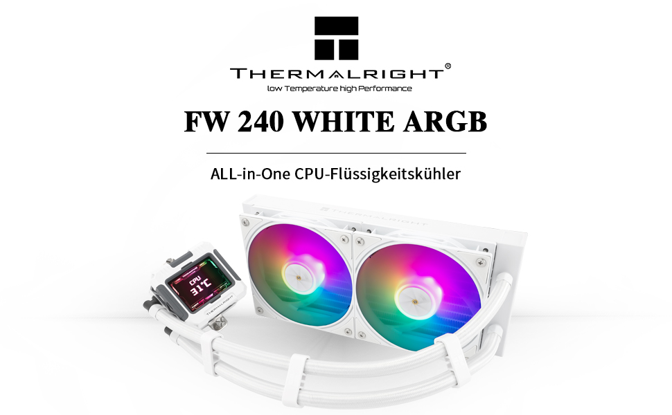 Thermalright Frozen Warframe 240 White ARGB: рідинна система водяного охолодження CPU для AMD/Intel, LGA1700/AM4/AM5, LCD-дисплей 320x240