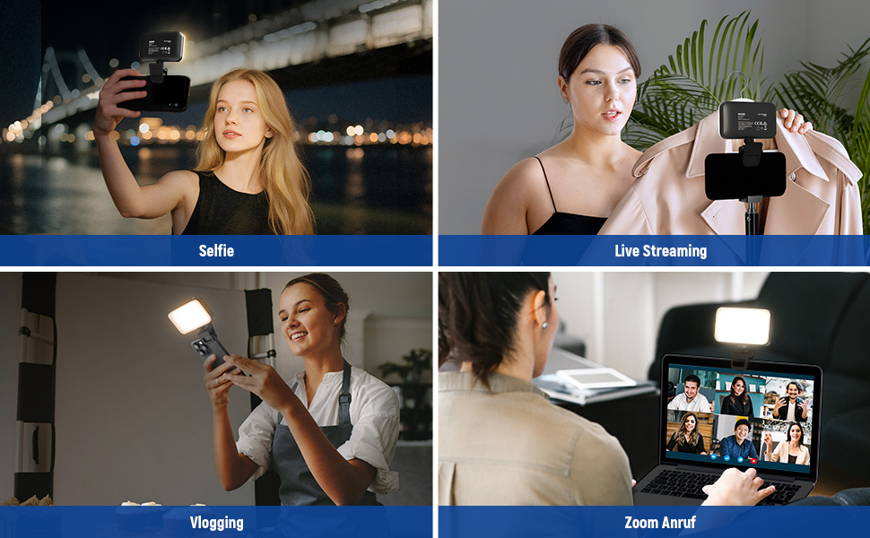 LED світло для селфі Neewer Entry Level - настільне світло для телефону, 54 світлодіоди, кліпса, CRI 88, 650mAh, для відеоконференцій, макіяжу, YouTube