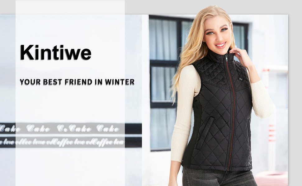 Обогревна жилетка для жінок з акумулятором 12000mAh, 5 зон обігріву, чорний колір