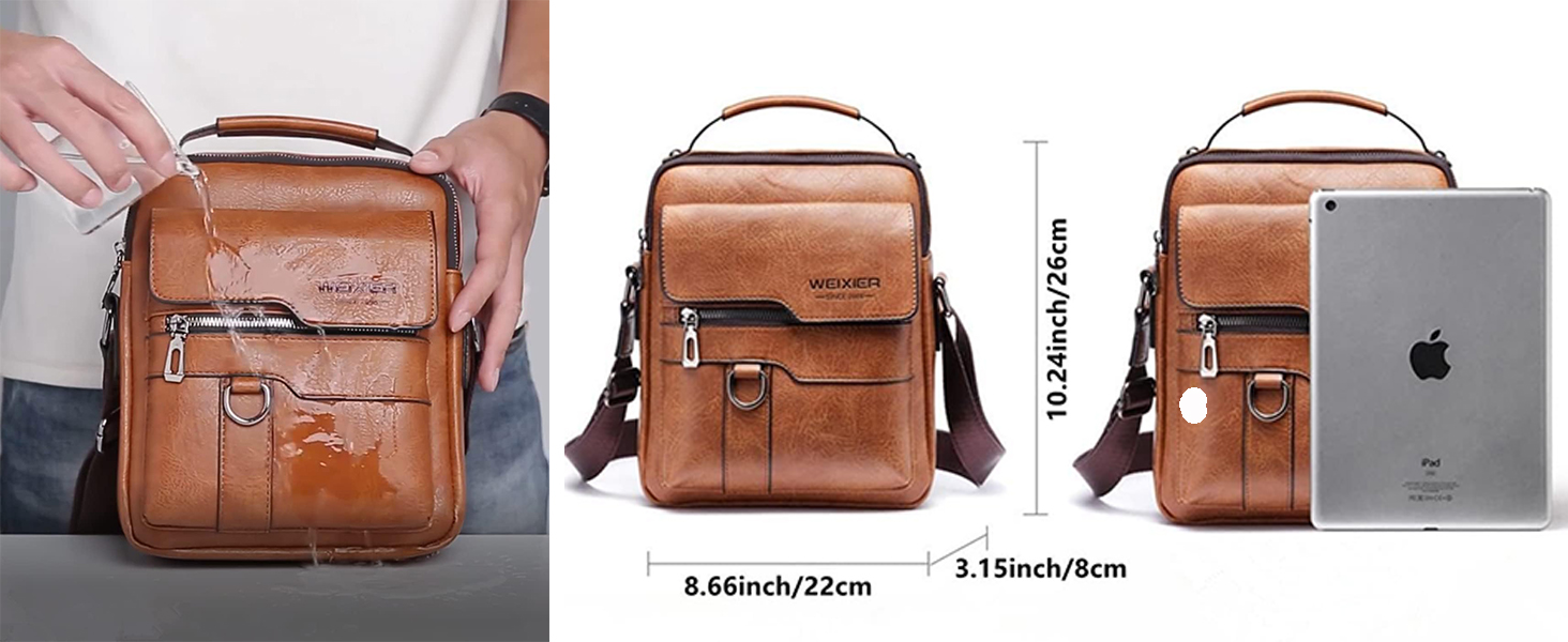 Чоловіча сумка через плече ANPTER: шкіряна, вінтажна, месенджер, через плече, для телефону (колір: коричневий)