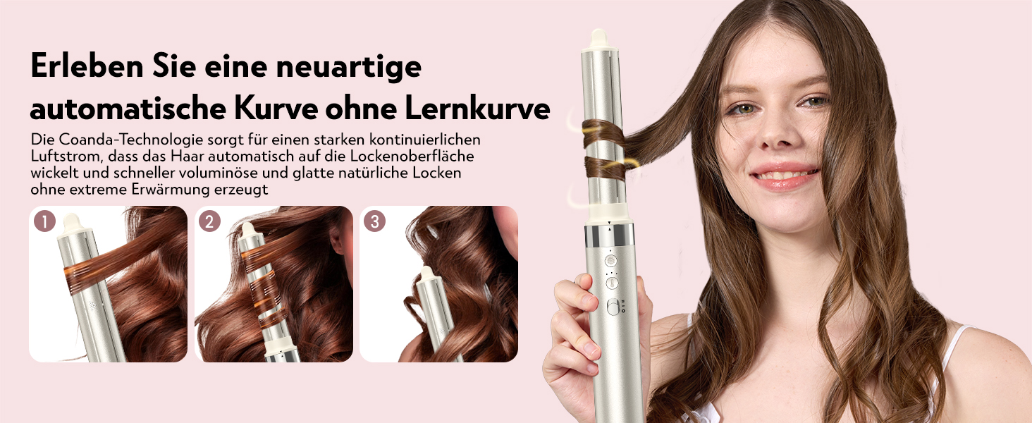 Slopehill Airstyler 5 в 1: Іонський фен, мультистайлер, автоматична плойка, щітка-фен, випрямляч для волосся (Champagne Gold)