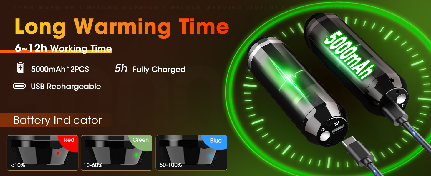 Електричний нагрівач для рук SUPPOU 2 шт. 5000mAh з LED-ліхтариком, акумуляторний, для спорту та відпочинку на природі (блакитний)