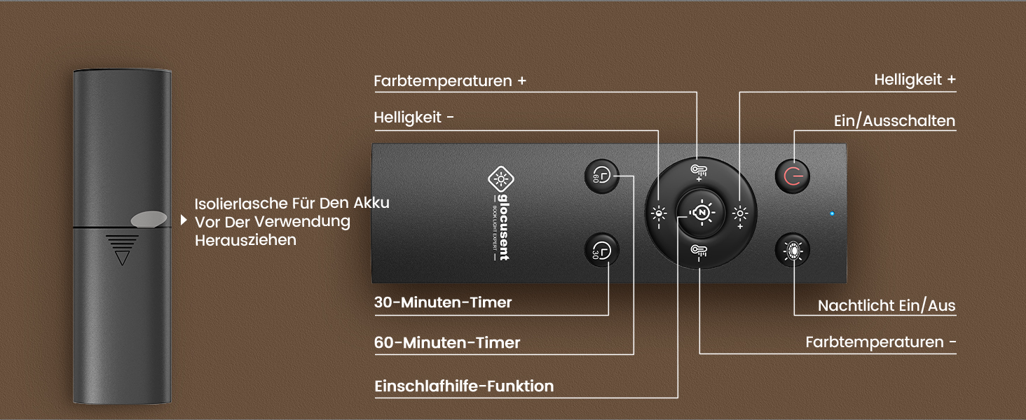 Світлодіодна приліжкова лампа Glocusent з кліпсою, 72 LED, 3 кольори світла, 5 рівнів яскравості, нічник, таймер, захист очей, для читання, роботи (чорна з пультом)