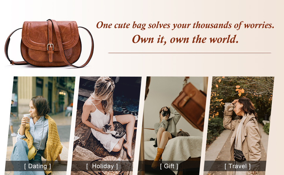 Сумка жіноча AFKOMST через плече з PU шкіри, коричнева хвиля. Регульований знімний ремінець.