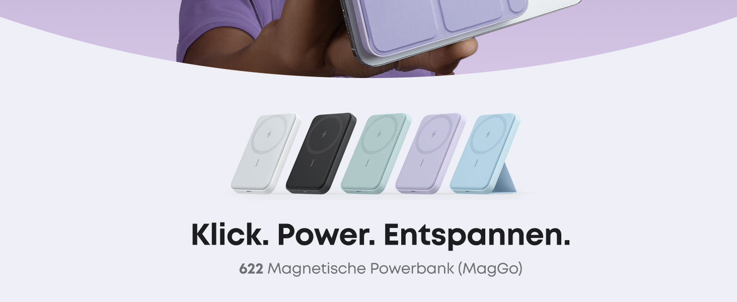 Anker MagGo Powerbank 5000mAh з магнітним з'єднанням, USB-C, для iPhone 17/16/15/14/13/12 (лавандовий)
