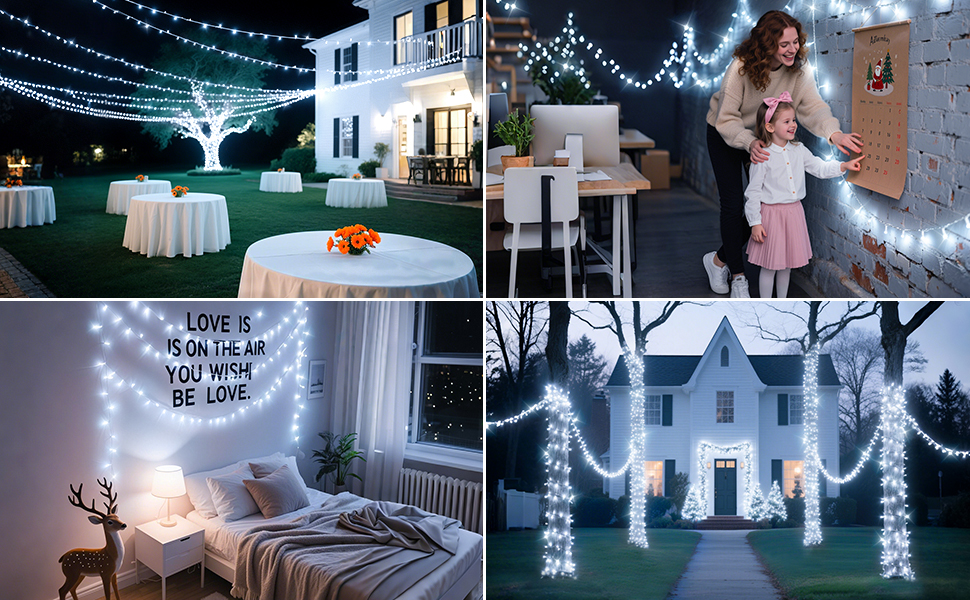 Льод-гірлянда LED 1400 LED: тепле світло, водонепроникна, на батарейках, з пультом, для дому та саду, вечірки, весілля, балкона, ялинки