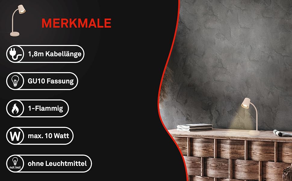 BRILONER LED настільна лампа бездротова з сенсором, поворотна, регульована, знімний джерело світла, для дому та офісу, 38,5 см, бежева