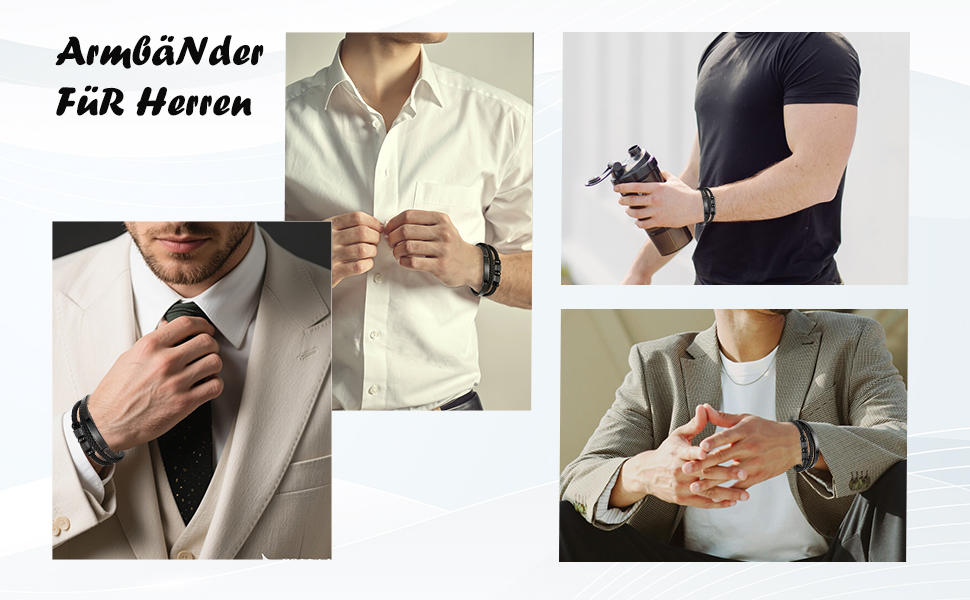 Чоловічий браслет на руці - шкіряний браслет з нержавіючою сталевою магнітною застібкою - плетений шкіряний браслет - браслети для чоловіків як подарунок на день народження, День святого Валентина, Різдво або День батька Чорний 21см