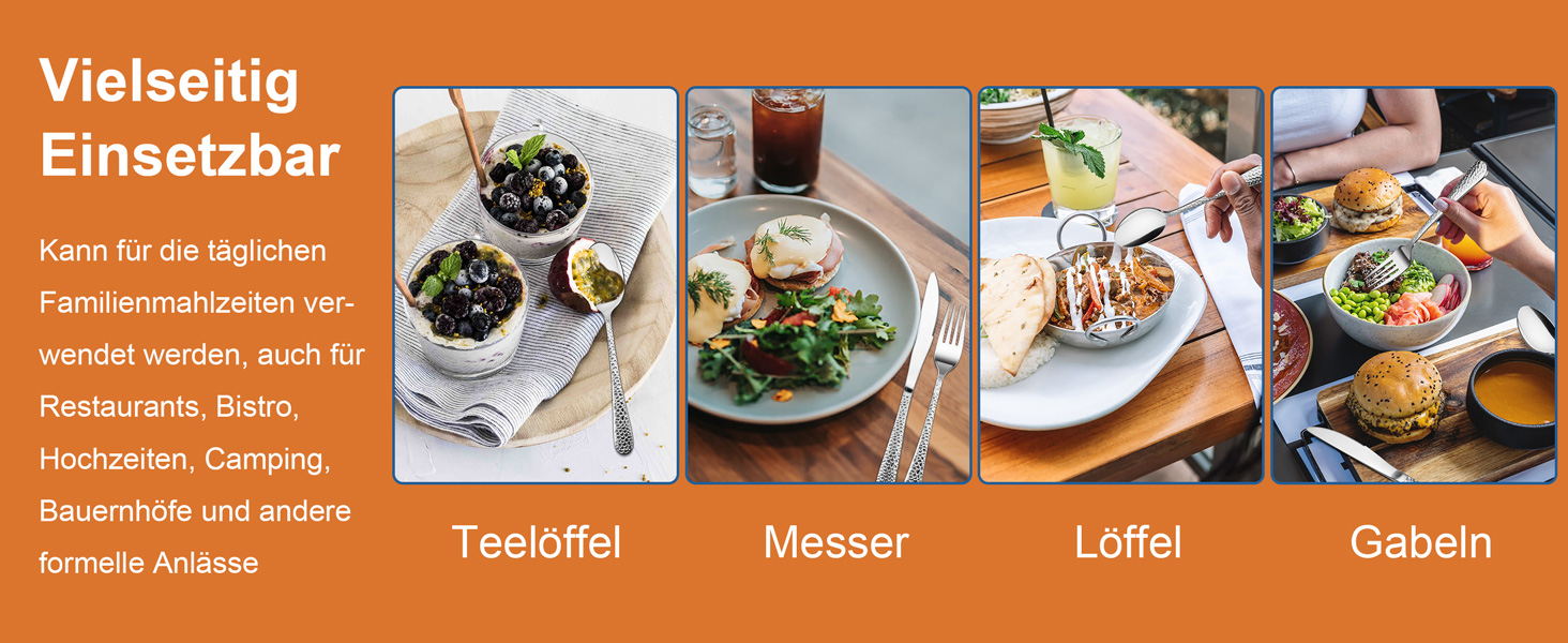 Набір столових приборів Joyfair на 6 осіб (30 предметів), нержавіюча сталь, молоткова обробка, ніж, виделка, ложка, елегантний столовий прибор для дому/вечірки/ресторану, високоглянцевий, придатний для миття в посудомийній машині