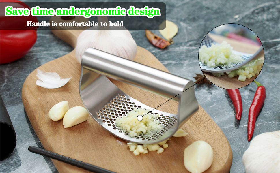 Набір прес-подрібнювачів часнику з нержавіючої сталі (3 шт.) - прес, подрібнювач, м'юлер, кухонний аксесуар з силіконовим очищувачем