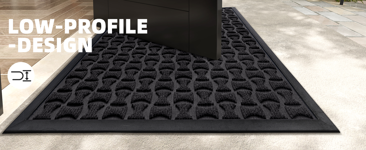 Килимок для дому та вулиці, чорний, 44x76 см - антиковзаюче покриття для входу, порогу, тераси