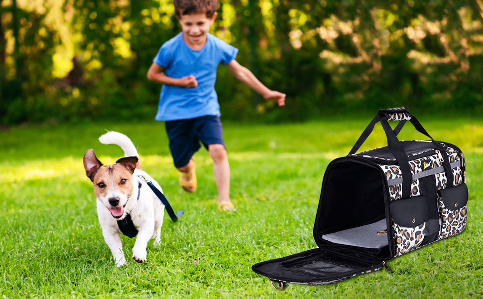 Транспортна переноска для собак та котів, складана, Leopard