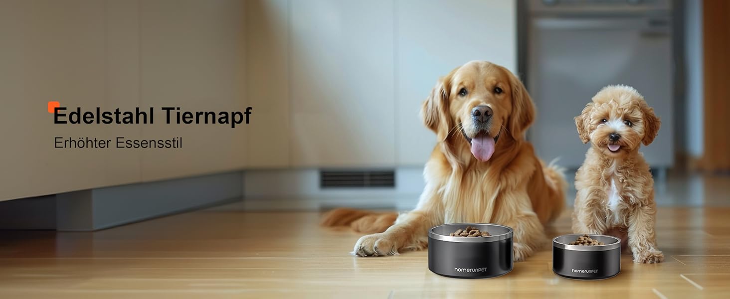 Нержавійна миска для собак HomeRunPet, 1 л з неслизьким дном, подвійні стінки, ізольована, для маленьких, середніх та великих собак, чорна