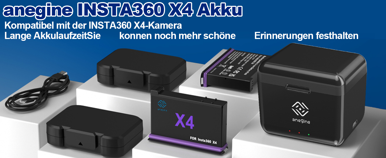 Акумулятор Insta360 X4 2500mAh + Швидке LED зарядне пристрій 3-канали USB (2 шт.) + SD картрідер для Insta360 X4