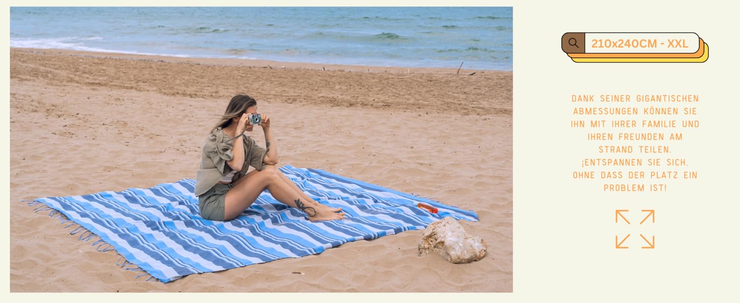 Плед для пікніка MOMOMUS XXL для пляжу та кемпінгу 210x240 см, помаранчевий - складаний, великий, без піску