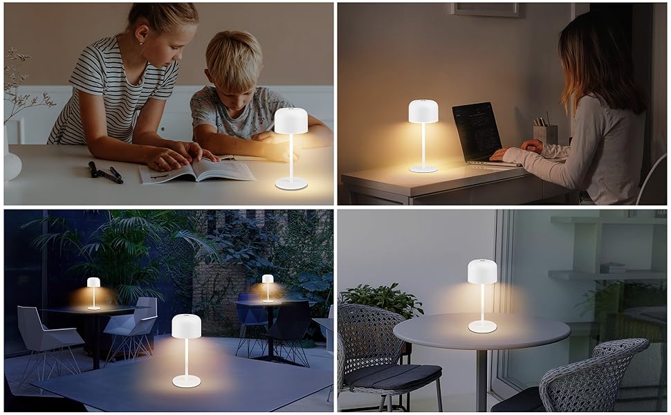 Акумуляторний світлодіодний настільний світильник Klighten з димером, чорний, алюміній, IP54, 21см. 3 кольори світла (3000K-6000K), USB-C, комплект 2 шт.