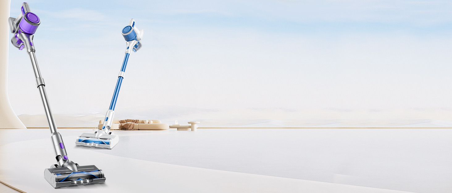 Бездротовий акумуляторний пилосос 45000 Па / 45 хв - 1,6 л з LED-дисплеєм, антизаплутувальною насадкою, тихий (<60 дБ), HEPA-фільтр, для видалення шерсті тварин, килимів, твердих поверхонь, авто, блакитний