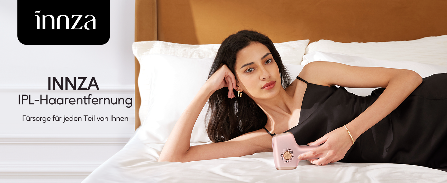 IPL пристрій для епіляції Innza з охолодженням, 999 999 імпульсів, 9 рівнів потужності, для обличчя, зони бікіні, тіла, рожеве золото