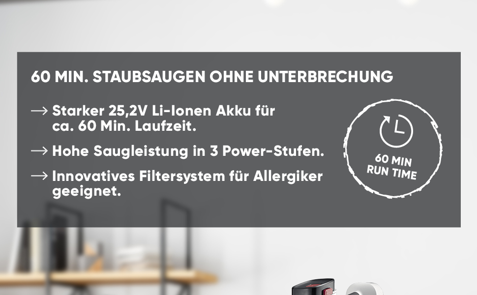 SEVERIN HV 7166: Бездротовий акумуляторний пилосос 2-в-1, 60 хв роботи, для тварин, легкий, без мішка, 400 Вт, білий