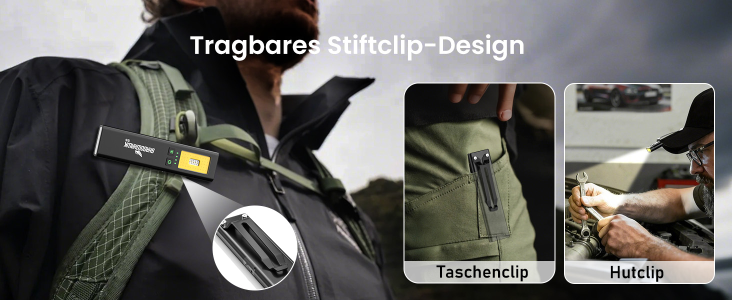 LED-ліхтарик Shadowhawk 2 шт. Зарядний, водонепроникний, COB, з магнітом та кліпсою, 7 режимів, чорний | Для кемпінгу, майстерні, надзвичайних ситуацій