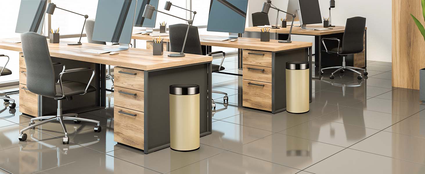 Рибеллі Відро для сміття 30л з нержавіючої сталі, з педальним механізмом, м'яке закриття, сортування сміття, кругле (Мигдальний колір з сенсором)