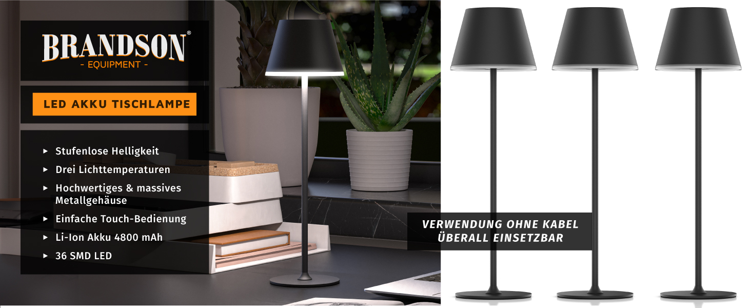 Світлодіодний акумуляторний настільний світильник Brandson з димером та 3 режимами світла (рожевий, чорний набір 3 шт.) - LED лампа на стіл, нічник, для читання, для дому та вулиці