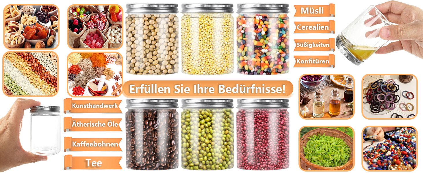 Набір контейнерів для зберігання 16 шт. по 500 мл з кришкою, BPA-Free, прозорі пластикові контейнери для продуктів та солодощів