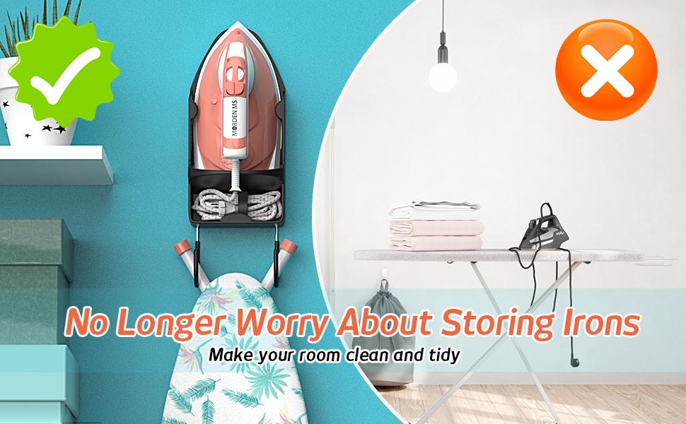 Настінний електричний органайзер для прасування, кошик для прасування, чорний | Зберігання над дверима або на стіні
