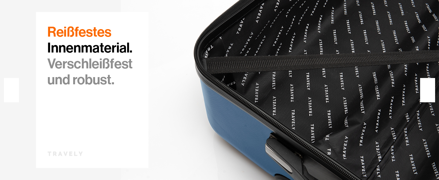 Чемодан Travely з полікарбонату, 77 см, XL, 100 л, з TSA замком, блакитний