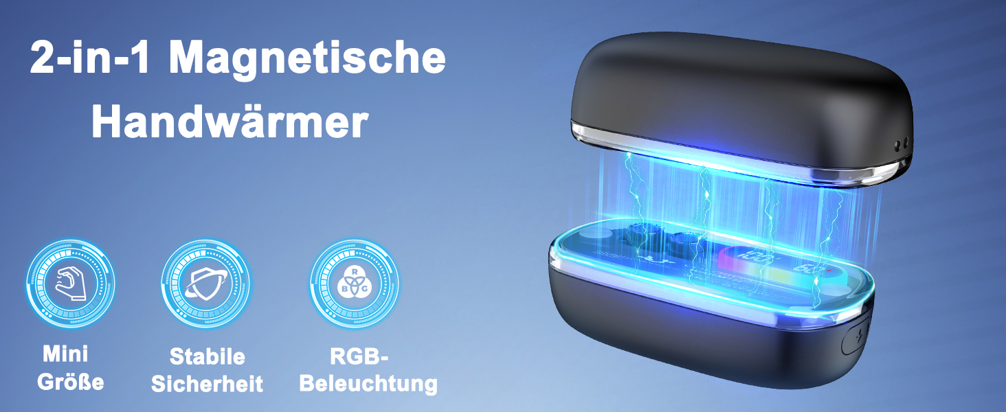 Електричні грілки для рук 2 шт. з RGB-підсвічуванням, 4 режими нагріву та цифровим дисплеєм, портативні міні-грілки для рук - подарунок для чоловіків та жінок