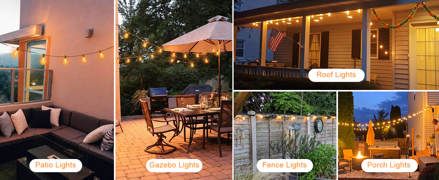 LED гірлянда GLUROO для вулиці, 7.6м, 12+1 лампочки G40, вологостійка, тепле світло, для саду, вечірок