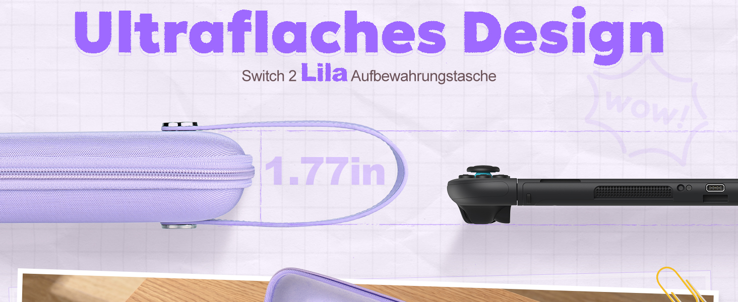 Чохол для Nintendo Switch 2 innoAura Switch 2 Tasche, фіолетовий (Galaxy Lila) - водостійкий, з амортизацією, відділенням для AirTag та великою сітчастою кишенею