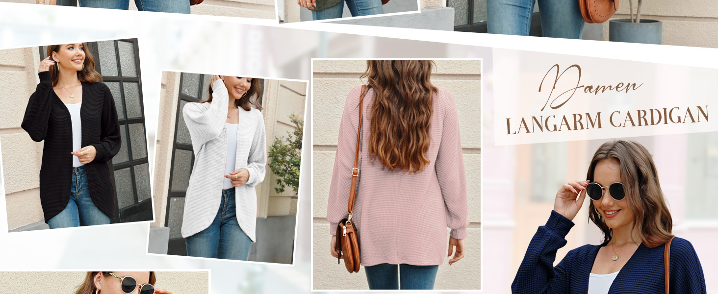 Жіночий кардиган Strickjacke: довгий, осінній, з V-подібним вирізом, весняний, елегантний, легкий, стильний, хакі, розмір L