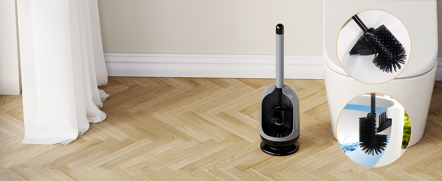 Набір для чищення унітазу Mr.Siga з тримачем, щітка для унітазу з м'якими щетинками, сірий та чорний, 1 шт.