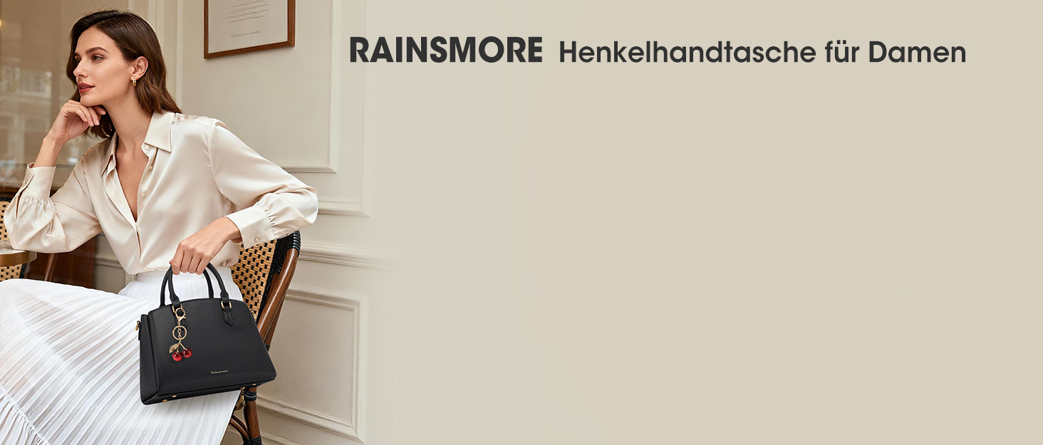 Сумка жіноча RAINSMORE середнього розміру з PU шкіри, чорна. З ручкою та знімним ременем, для планшета 11 дюймів, для роботи та шопінгу