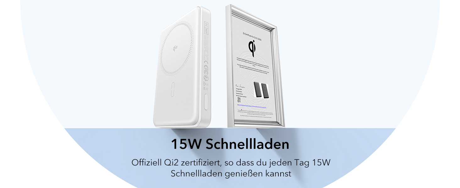 Power Bank ESR MagSafe 10000mAh, QI2, Бездротова Магнітна, 15W, USB-C, для iPhone/Pixel, Білий