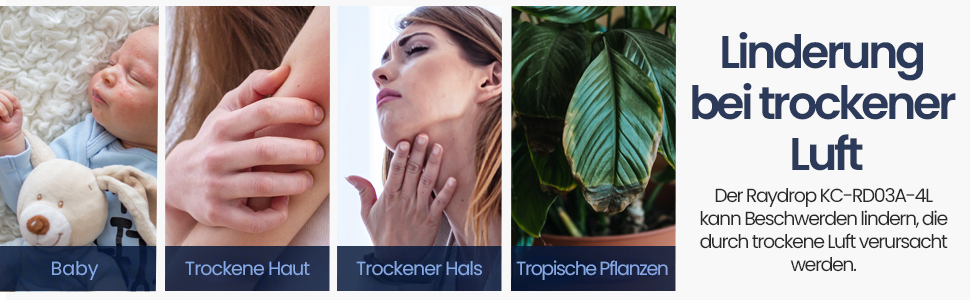 Зволожувач повітря Raydrop для спальні та дитячої кімнати, 1,7 л. Тихий, компактний ультразвуковий зволожувач для дитячої та рослин, просте керування та легке очищення, автоматичне вимкнення, 1,7 л, білий (4,0 л, чорний)